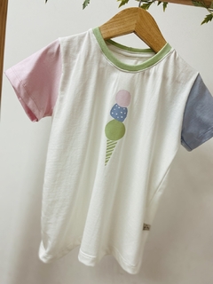 Pronta entrega - Camiseta divertida SORVETE three colors - You Boy Kids