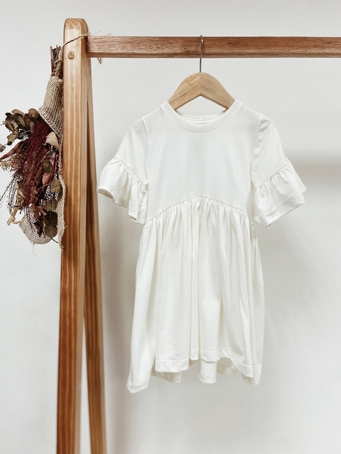 Pronta Entrega - Vestido Mullet kids manga curta com babado liso basics off