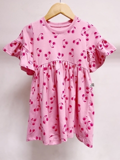 Pronta entrega - Vestido Mullet manga curta com babado cherry