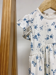 Pronta entrega - Vestido kids Mullet estampado manga babado floral azul vintage