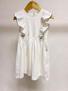 Pronta entrega - Vestido regata babados off picueta preta botão pérola