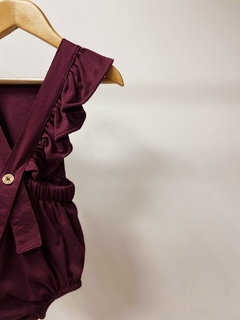 Pronta entrega - Romper baby babado liso vinho