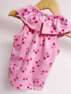 Imagem do Pronta entrega - Blusa gola babado cherry detalhe botao perola