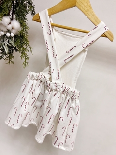 Imagem do Pronta entrega - Salopete kids frente botões madeira transpasse costas bengalinhas Marsala