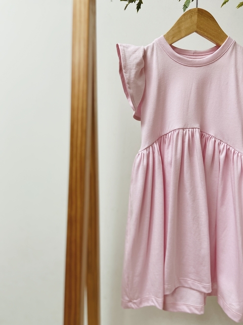 Pronta entrega - Vestido Mullet manga babado rosa claro