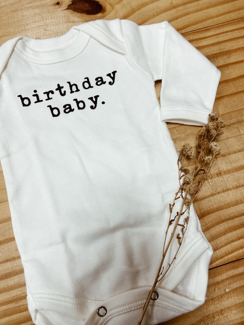 pronta entrega - Body manga longa birthday baby