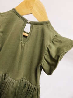 Imagem do Pronta entrega - Vestido Mullet kids manga babado saia tule verde cactus