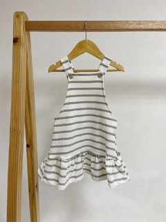 Pronta entrega - Salopete com babado kids listra cinza pedra - comprar online