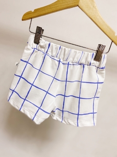 Pronta entrega - Shorts saia moletinho blue grid - comprar online