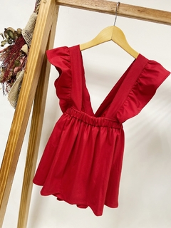 Pronta entrega - Salopete alça babado liso vermelho - comprar online