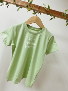 Imagem do Pronta entrega - Camiseta manga curta ICE CREAM LOVER verde fabula
