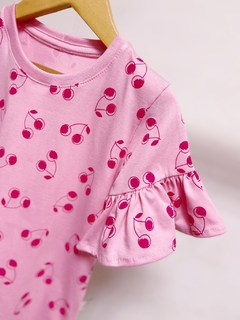 Pronta entrega - blusa manga curta com babado cherry - comprar online