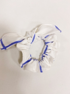 Pronta entrega - scrunchie blue grid - loja online
