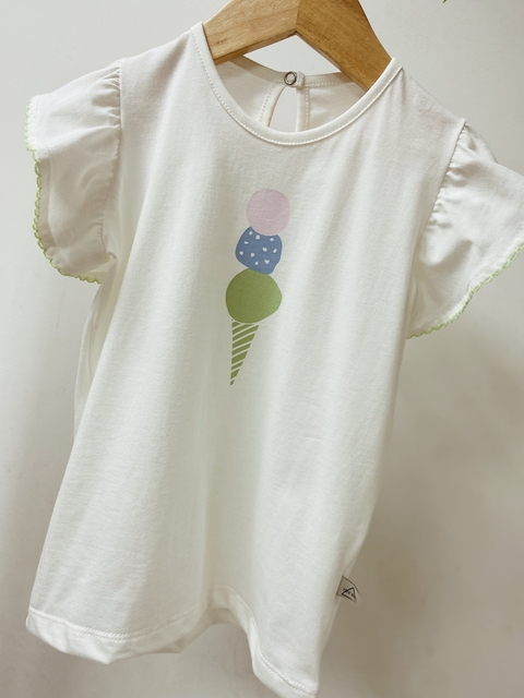 Pronta entrega - Blusa babado off SORVETE bordado picueta verde fábula botão pérola