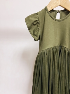 Pronta entrega - Vestido Mullet kids manga babado saia tule verde cactus na internet