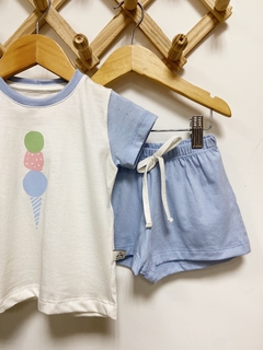 Pronta entrega - Pijaminha curto sorvete + shorts liso Aqua - comprar online