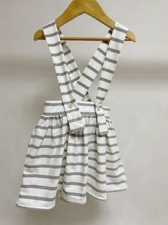 Pronta entrega - Salopete alça kids listra cinza pedra - You Boy Kids