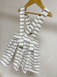 Pronta entrega - Salopete alça kids listra cinza pedra