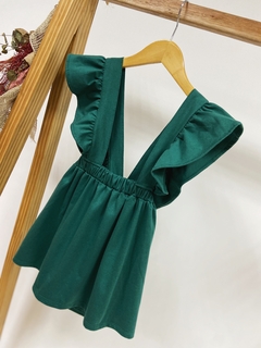 Pronta entrega - Salopete alça babado liso verde