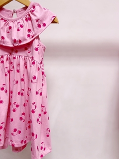 Pronta entrega - Vestido Mullet gola babado cherry detalhe botao perola