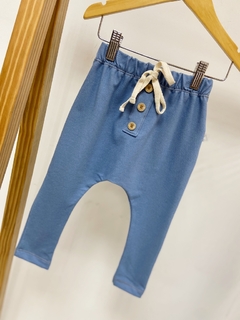 Pronta entrega - Calça Saruel botões Kids jeans fake azul denim
