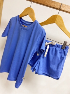 Pronta entrega - Conjunto Camiseta manga curta + shorts boxer Blue