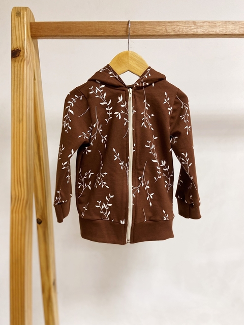 Pronta entrega - Jaqueta kids estampada moletinho com capuz arabesco