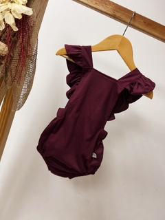 Pronta entrega - Romper baby babado liso vinho na internet