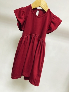 Pronta entrega - Vestido Mullet kids manga babado Marsala