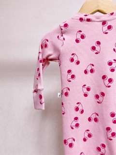 Pronta entrega - Macacão baby zíper canelado sem Pé cherry - loja online