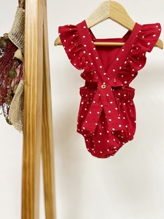 Pronta entrega - Romper baby babado estampado vermelho bolinhas off - You Boy Kids