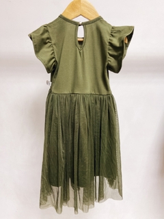 Pronta entrega - Vestido Mullet kids manga babado saia tule verde cactus - You Boy Kids