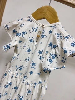 Pronta entrega - Vestido kids Mullet estampado manga babado floral azul vintage - loja online