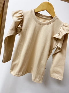 PRONTA ENTREGA - Blusa manga longa com babado liso basics doce de leite