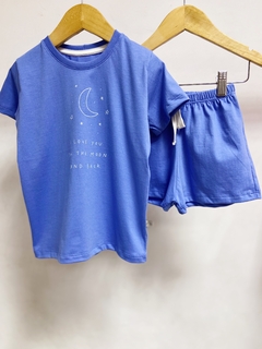Pronta Entrega - Pijaminha curto blue lua brilha no escuro - You Boy Kids