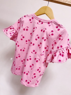 Imagem do Pronta entrega - blusa manga curta com babado cherry
