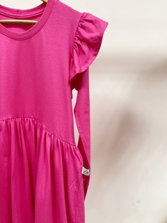 Pronta entrega - Vestido Mullet kids manga longa babado pitaya - You Boy Kids