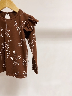 Pronta entrega - blusa manga longa babado botão pérola costas arabesco na internet