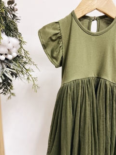 Pronta entrega - Vestido Mullet kids manga babado saia tule verde cactus na internet