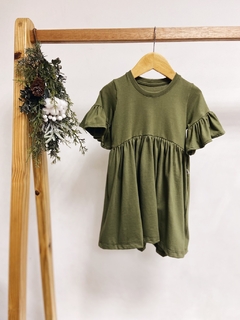 Pronta entrega- Vestido Mullet manga curta babado verde cactus - comprar online