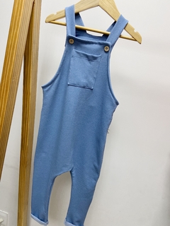 Pronta Entrega - Jardineira longa com bolso kids denim barra virada