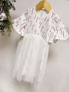 Pronta entrega - Vestido Mullet manga curta com babado saia tule bengalinhas marsala botão pérola - comprar online