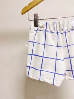 Pronta entrega - Shorts saia moletinho blue grid na internet
