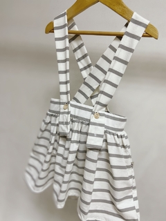 Pronta entrega - Salopete alça kids listra cinza pedra na internet