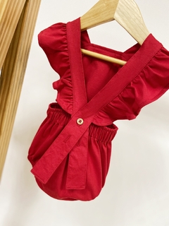Pronta entrega - Romper baby babado liso vermelho - loja online