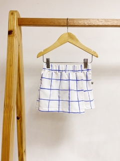 Pronta entrega - Shorts saia moletinho blue grid na internet