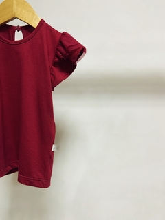Imagem do Pronta entrega - Blusa babado com tule botão pérola Marsala