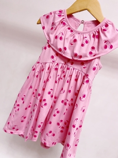 Pronta entrega - Vestido Mullet gola babado cherry detalhe botao perola na internet