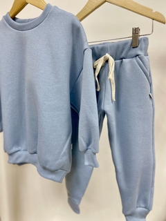 Pronta entrega - Conjunto moletom oversized + calça jogger peluciado grosso denim na internet