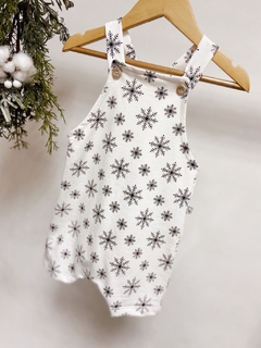 Pronta entrega - jardineira kids off flocos de neve preto - comprar online